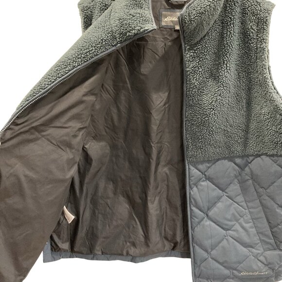 Eddie Bauer Puffer Vest Womens 3X Blue Sherpa Down Quilted Gorpcore Outdoor Plus - Picture 3 of 8